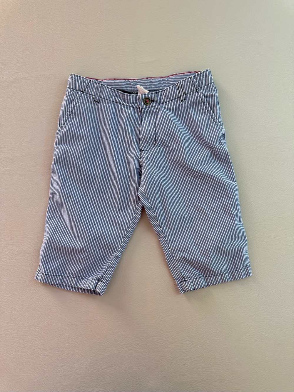 Petit Bateau Blue Stripe Long Bermuda Style Shorts Boys 10 140cm - RUNS SMALL